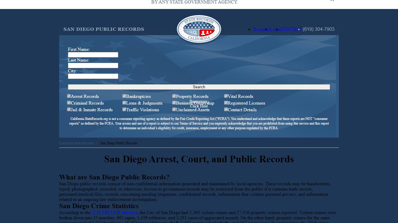 San Diego Arrest and Public Records | California.StateRecords.org